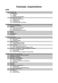 Zusammenfassung Physiologie - Organfunktionen