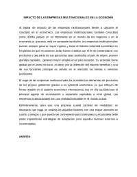IMPACTO DE LAS EMPRESAS MULTINACIONALES EN LA ECONOMÍA - Docsity