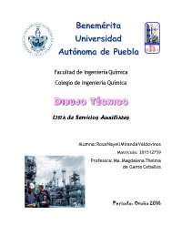 Servicios Auxiliares Industriales: Agua, Energía, Vapor, Catalizadores y Combustibles