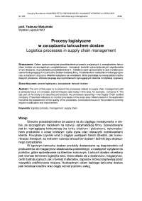 Procesy logistyczne w zarządzaniu łańcuchem dostaw