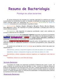 Resumo de Bacteriologia - Fisiologia da célula bacteriana