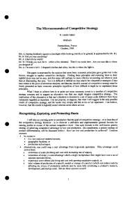 microeconomics of competitive strategy
