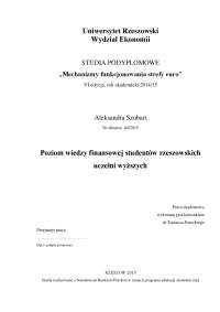 Poziom wiedzy finansowej studentów rzeszowskich uczelni wyższych