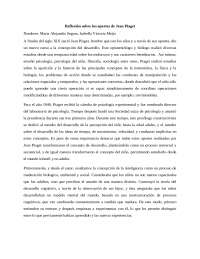 Jean Piaget y sus aportes, reflexión