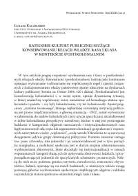 Kategorie kultury publicznej służące konserwowaniu relacji władzy. Rasa i klasa