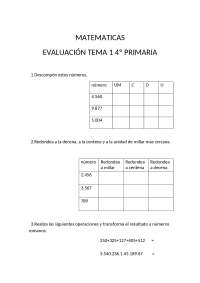 Examen matematicas 4 primaria tema 1 sm savia | Apuntes de Matemáticas ...