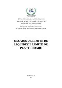 Limite de liquidez e plasticidade - Mecânica dos Solos