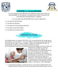 Generalidades de GERONTOLOGÍA