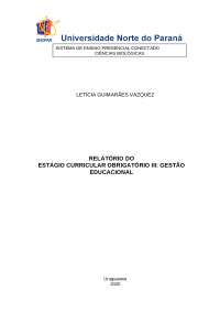 RELATÓRIO DO ESTÁGIO CURRICULAR OBRIGATÓRIO III: GESTÃO EDUCACIONAL