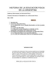 HISTORIA DE LA EDUCACIÓN FÍSICA EN ARGENTINA