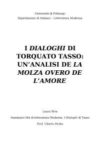 I "Dialoghi" di Torquato Tasso: un'analisi de "La Molza overo de l'amore"