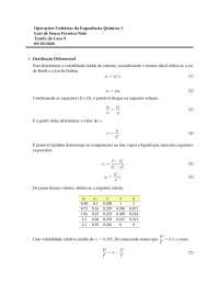 Tarefa de Casa 9: Destilação Diferencial - Operações Unitárias da Engenharia Química 3