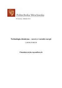 Technologia chemiczna: surowce i nośniki energii