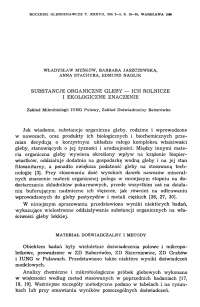 Substancje organiczne gleby - ich rolnicze i ekologiczne znaczenie