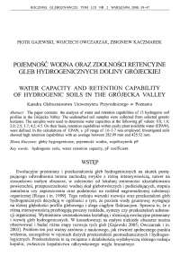 Pojemność wodna oraz zdolności retencyjne gleb hydrogenicznych Doliny Grójeckiej