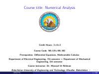 Numerical analysis methods in engineering - Docsity