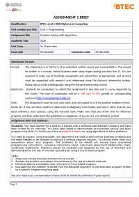 Assignment BTEC 1618 subject