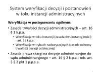 System weryfikacji decyzji i postanowień w toku instancji administracyjnych 