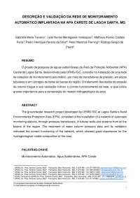 Monitoramento Automático de Águas Subterrâneas na APA Carste de Lagoa Santa: Descrição e V