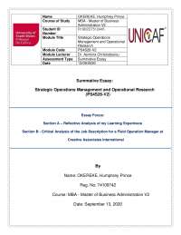 Strategic Operations Management - Docsity
