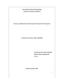 Factores que Influenciam no Mecanismo de Formação de Novas Espécies