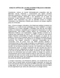 Ensayo crítico de las RRPP e Imagen Corporativa