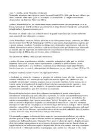 Conteúdos Aula Unidade 2 Psicanálise e Educação