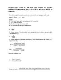 METODOLOGÍA PARA EL CÁLCULO DEL COSTO DE CAPITAL PROMEDIO PONDERADO.