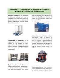 Equipos utilizados en plantas de preparación de minerales