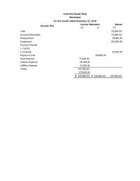 Look new repair shop Financial Statement
