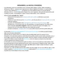 Menandro, appunti di letteratura greca - Docsity