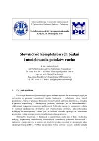 Słownictwo kompleksowych badań i modelowania potoków ruchu