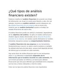 tipos de analisis finacieros existen