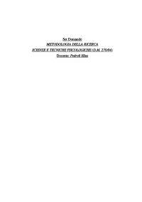 Paniere Metodologia della Ricerca - (Prof. Pedroli Elisa) - Ecampus