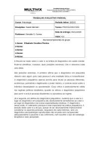 TRABALHO AVALIATIVO PARCIAL de Psicologia