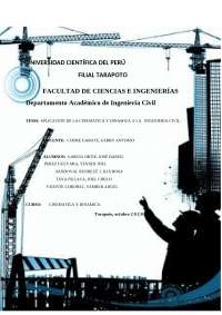 aplicaciones de la cinematica y dinamica en la ingenieria civil