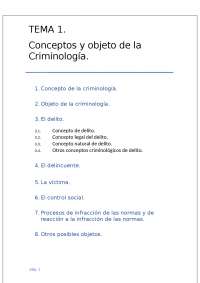 Introducción a la criminología tema 1 - Docsity