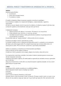 MIEDOS, FOBIAS Y TRASTORNOS DE ANSIEDAD EN LA INFANCIA - Docsity