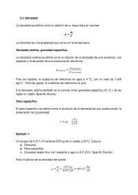 Densidad, Peso Específico y Gravedad Específica: Conceptos y Ejemplos