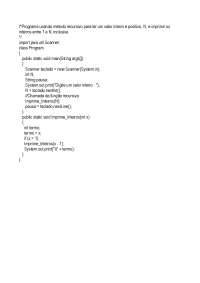 Programa usando método recursivo java - Docsity