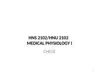 Medical physiology 1 notes