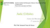 Aulas sobre Colisões: Mecânica II, 1º semestre 2019, IF Piauí