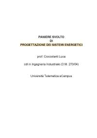 Paniere svolto di Progettazione dei sistemi energetici (prof. Cioccolanti) | eCampus