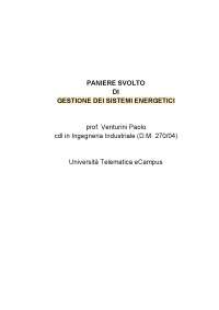 Paniere svolto di Gestione dei sistemi energetici (prof. Venturini) | eCampus