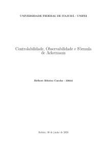 Controlabilidade, Observabilidade e Fórmula de Ackermann