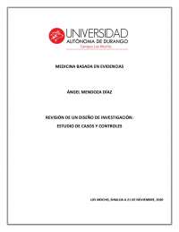 Revisión Diseño Investigación: Casos y Controles en Medicina Basada en Evidencias