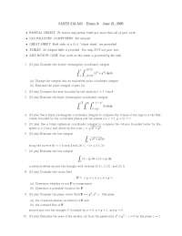 Exam 3 Review - Calculus and Analytic Geometry III | MATH 213 - Docsity