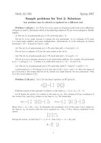 Sample Problems for Test 2 with Solutions - Applied Mathematics I ...