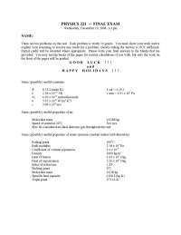 Optics and Thermal Physics - Final Exam | PHYS 221