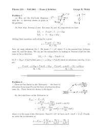 Examination 2 Solutions - Mechanics - Fall 2001 | PHYS 218 - Docsity